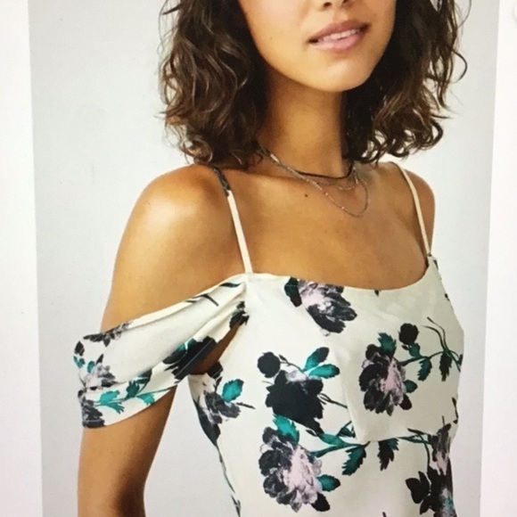 Free People Ivory Floral Cassandra Off-Shoulder Crop Top Coquette Cottagecore L - Picture 7 of 16